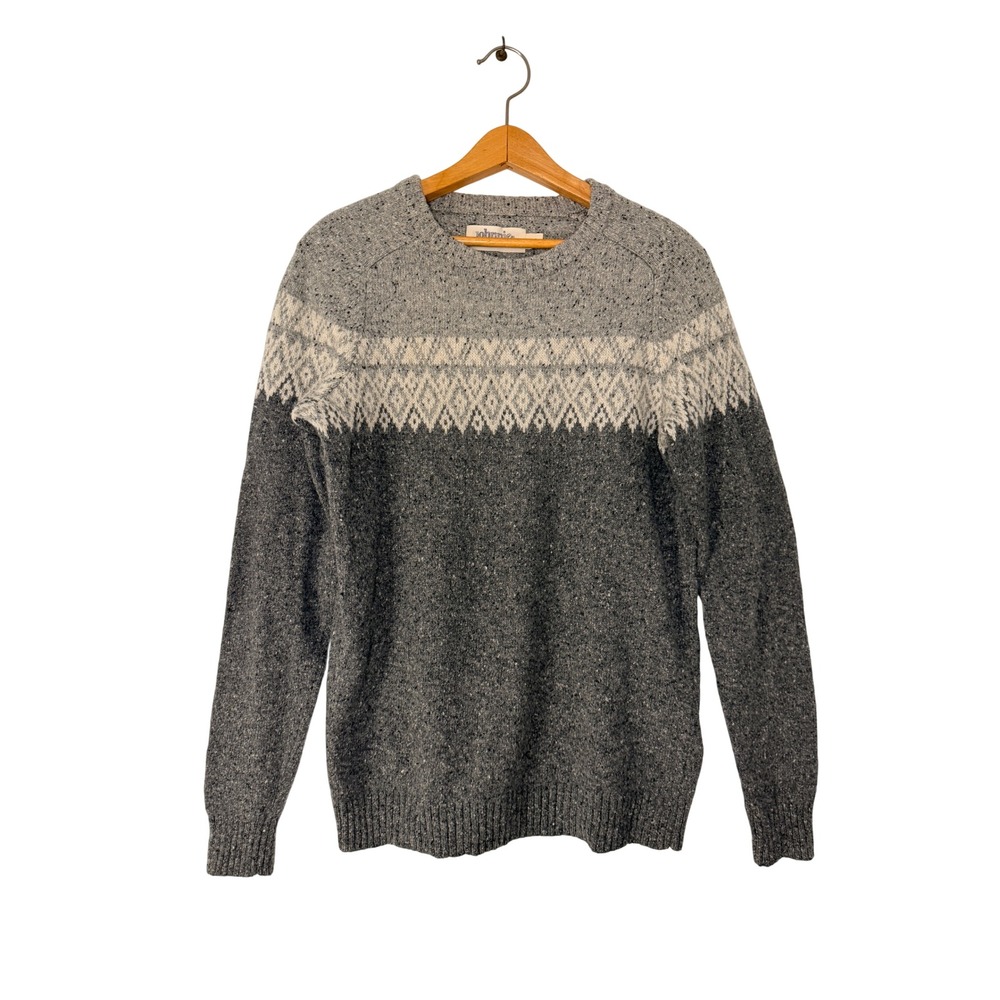 Johnnie B Boden Boys Grey Fair Isle Lambswool Blend Sweater Size 15-16Y Preppy